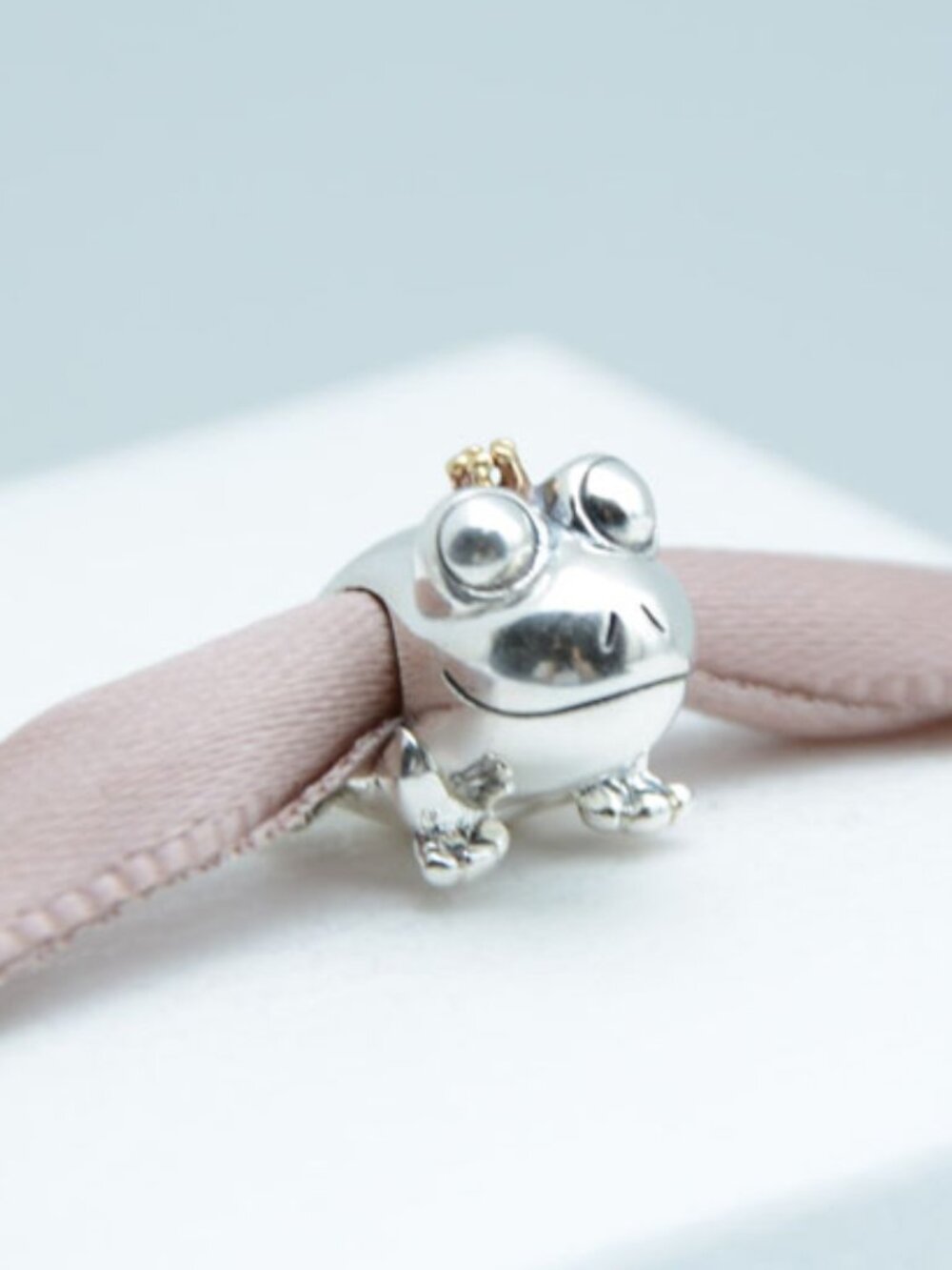 Two-tone Frog Prince Charm Dangle S925 Sterling Silver Bracelet Pendant